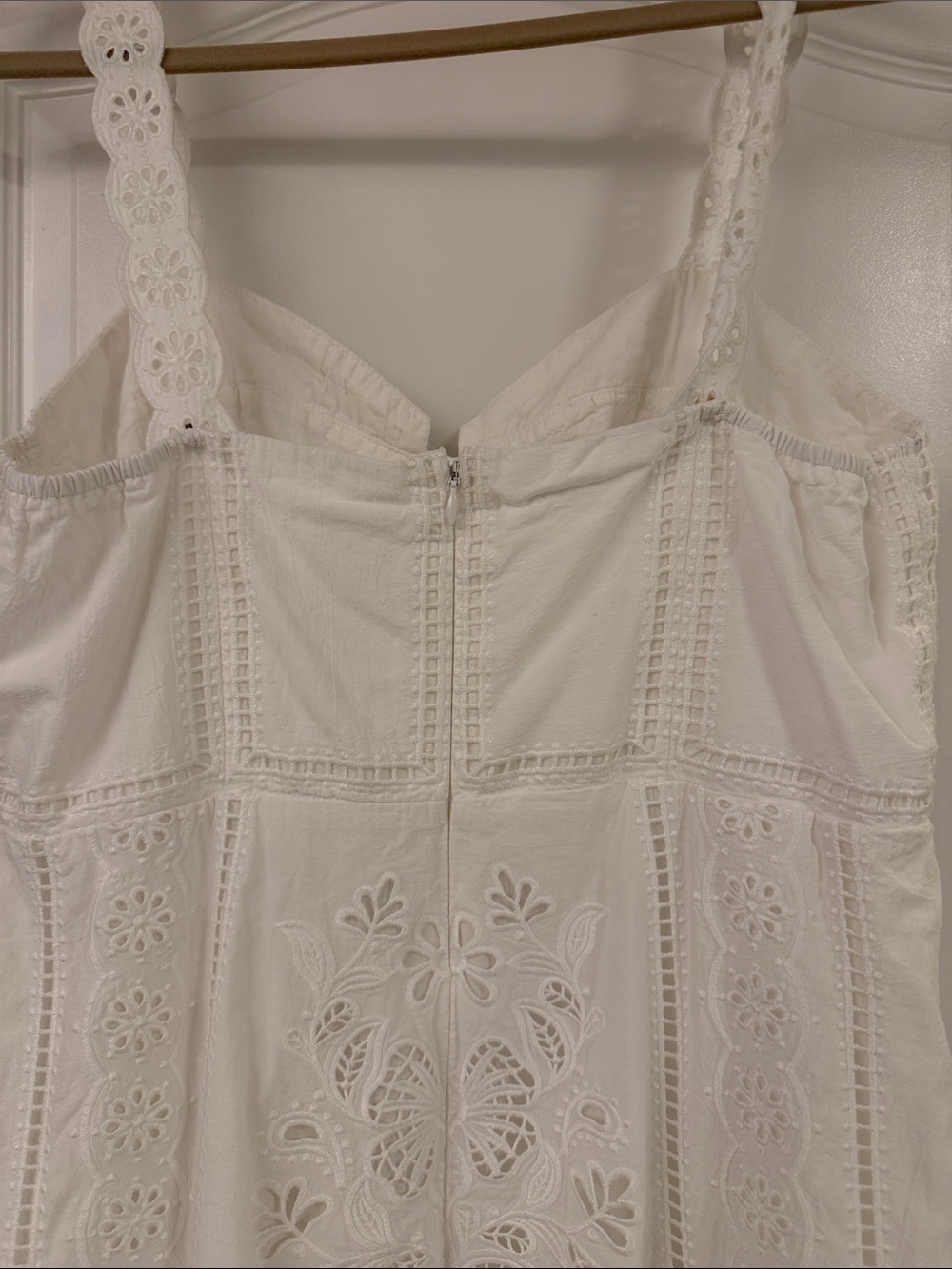 FARM Rio White Eyelet Midi Dress with Scalloped Straps - Picture 9 of 11
